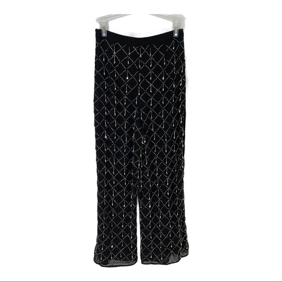 LPA Revolve Beaded Cropped Party Holiday Pant in Black Gunmetal Size XS - Picture 9 of 13